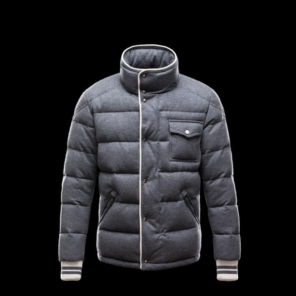 Moncler Breve Grigio Poliestere Fodera Zipper Slash caldo Uomo Cappotti uscita